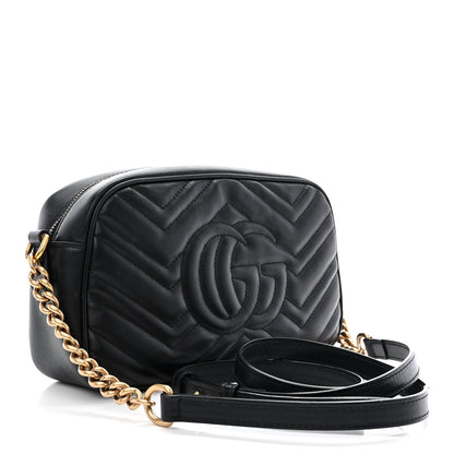 Gucci Calfskin Matelasse Small GG Marmont Chain Shoulder Bag Black 3 of 11