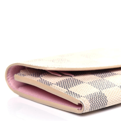 Louis Vuitton Damier Azur Emilie Wallet Rose Ballerine 10 of 14