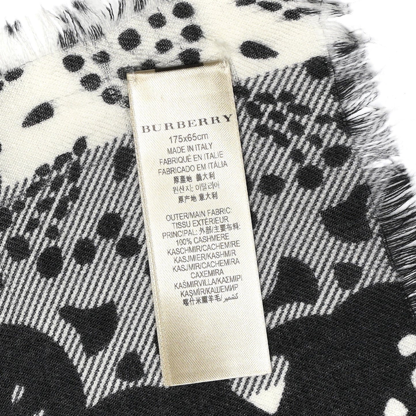 Cashmere Giant Check Patchwork Lace Print Scarf Black White