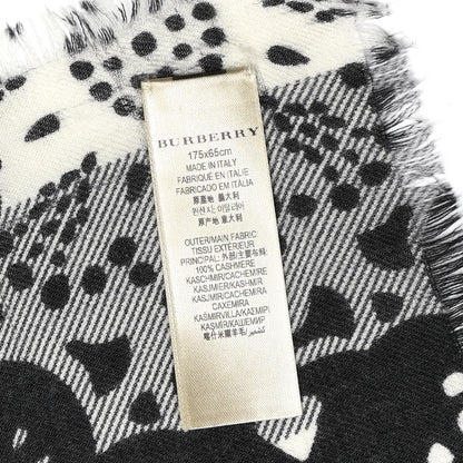Burberry Cashmere Giant Check Patchwork Lace Print Scarf Black White 4 of 5