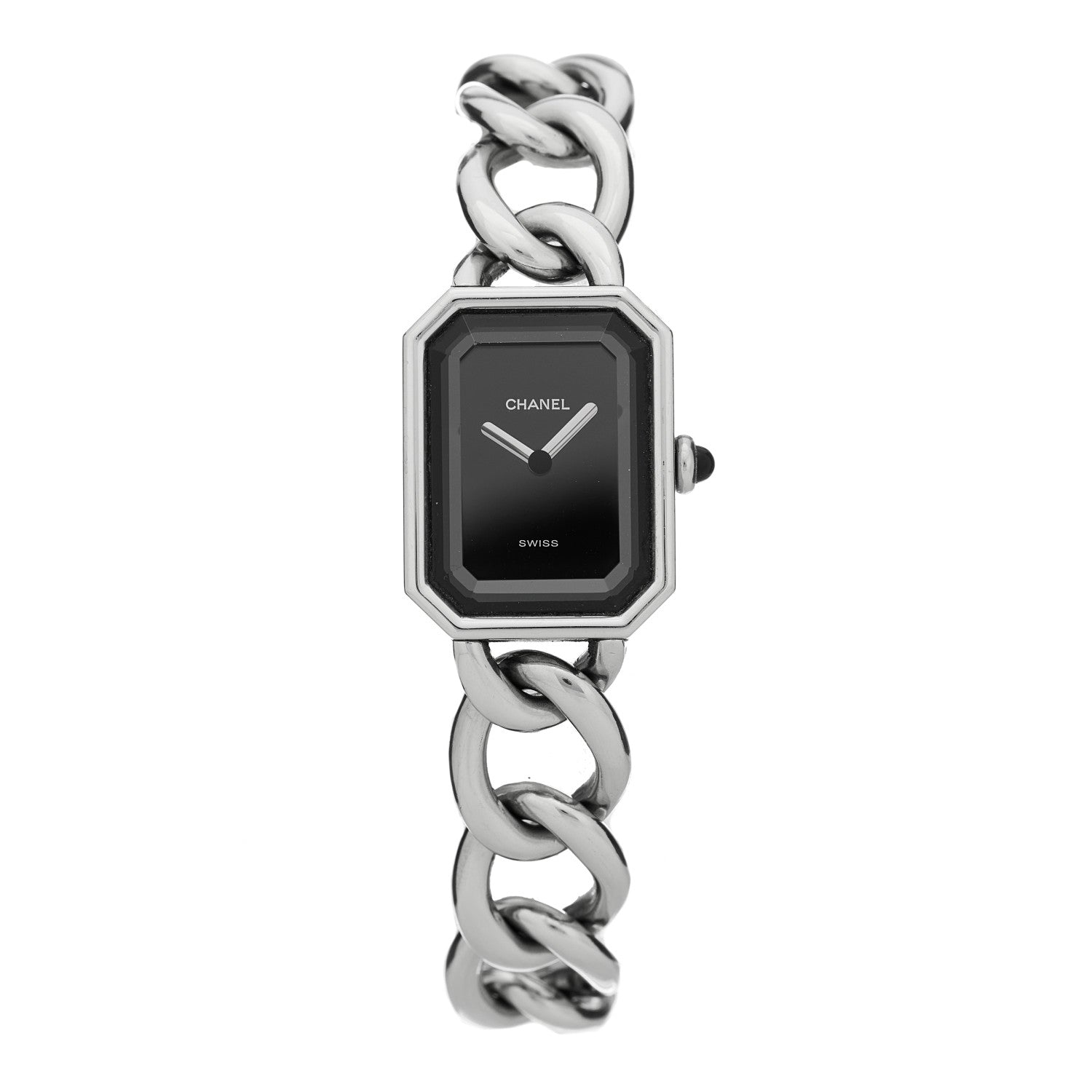Chanel Stainless Steel 20mm Chain Premiere Quartz Watch Black XL 1 of 4