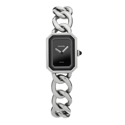 Chanel Stainless Steel 20mm Chain Premiere Quartz Watch Black XL 1 of 4