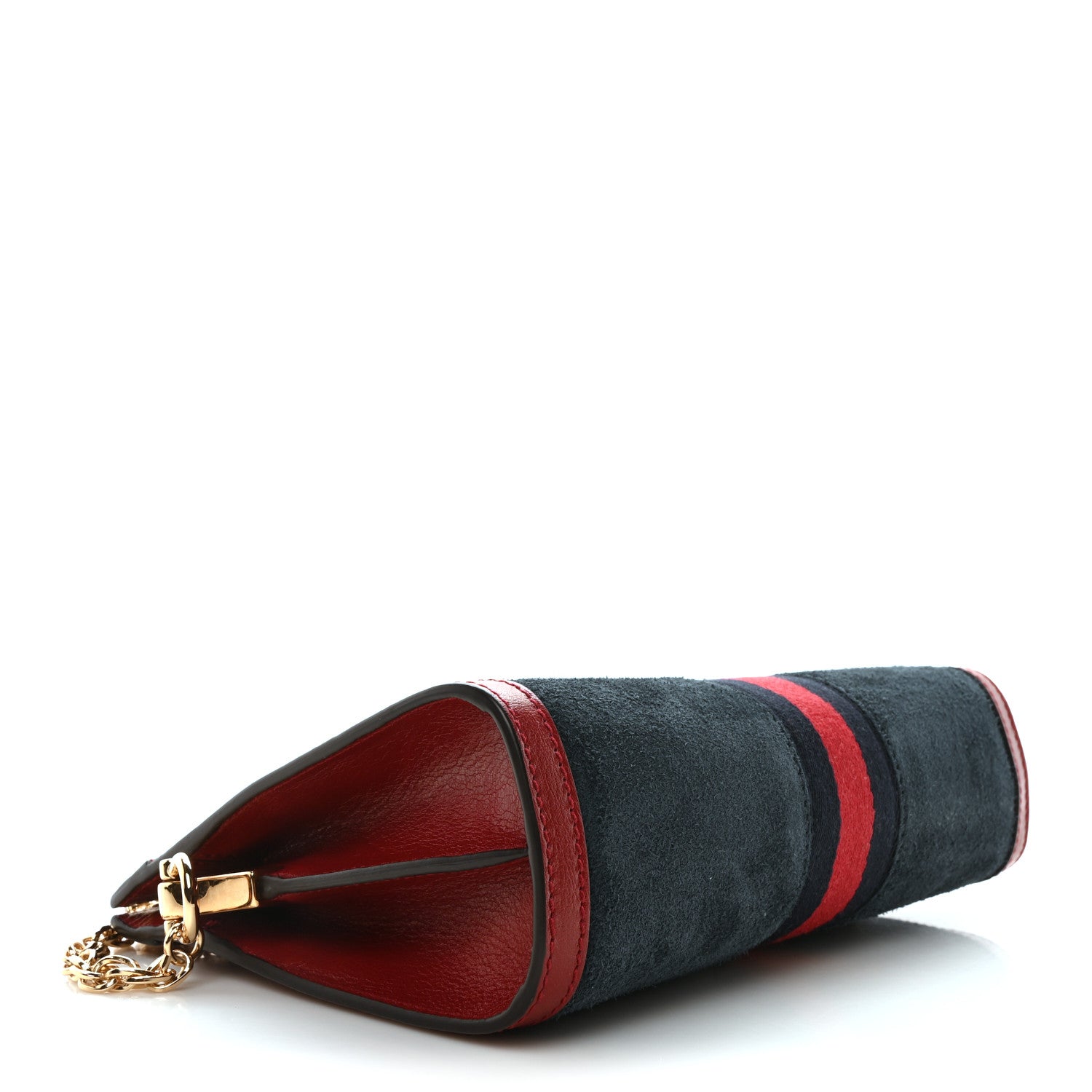 Gucci Suede Calfskin Web Small Ophidia Chain Shoulder Bag New Blue Romantic Cherry 4 of 10
