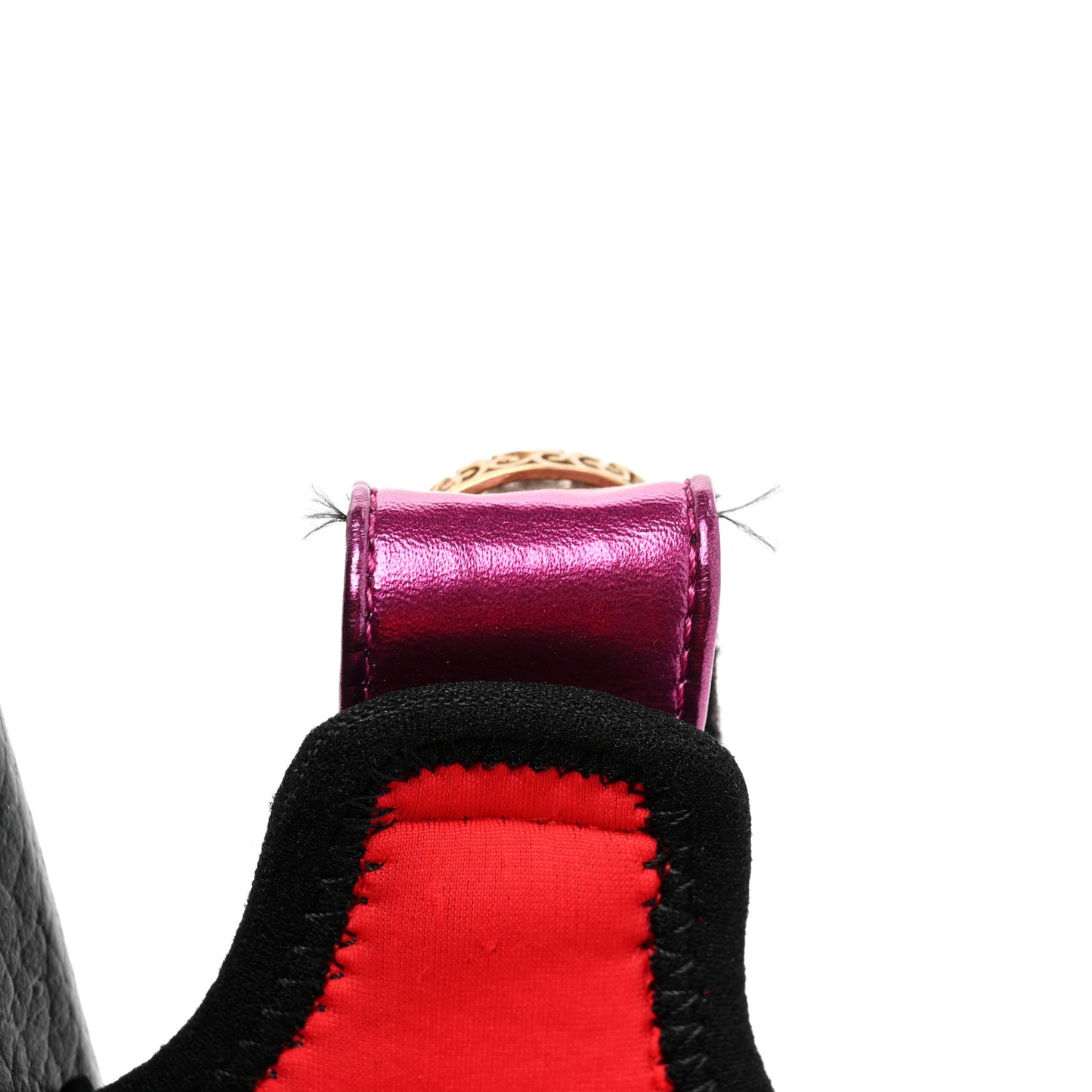 Nappa Mesh Crystal Embellished Studded Womens Aguru Sandals 36.5 Pink Black