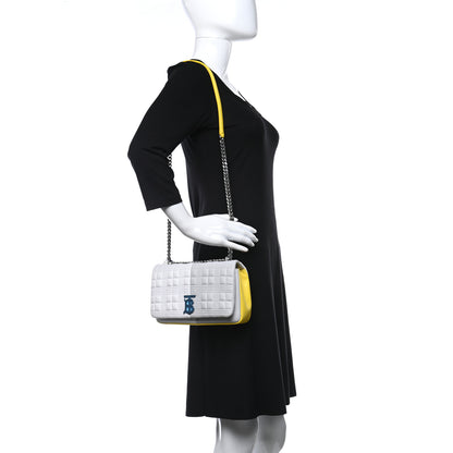 Burberry Lambskin Quilted Small Lola Bag White Grey Yellow 2 of 8