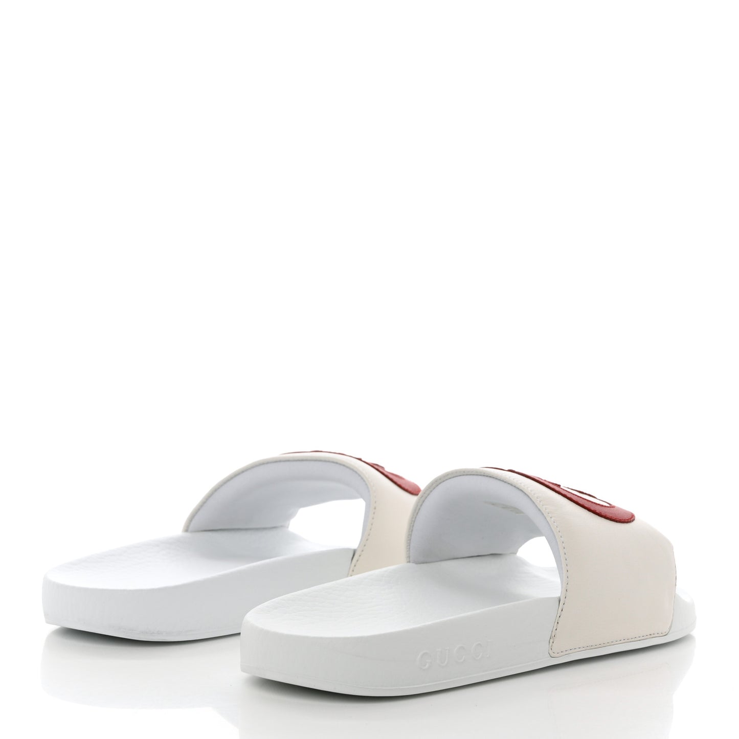 Nappa Miro Soft Calfskin Womens Interlocking G Slide Sandals 38 Great White Hibiscus Red