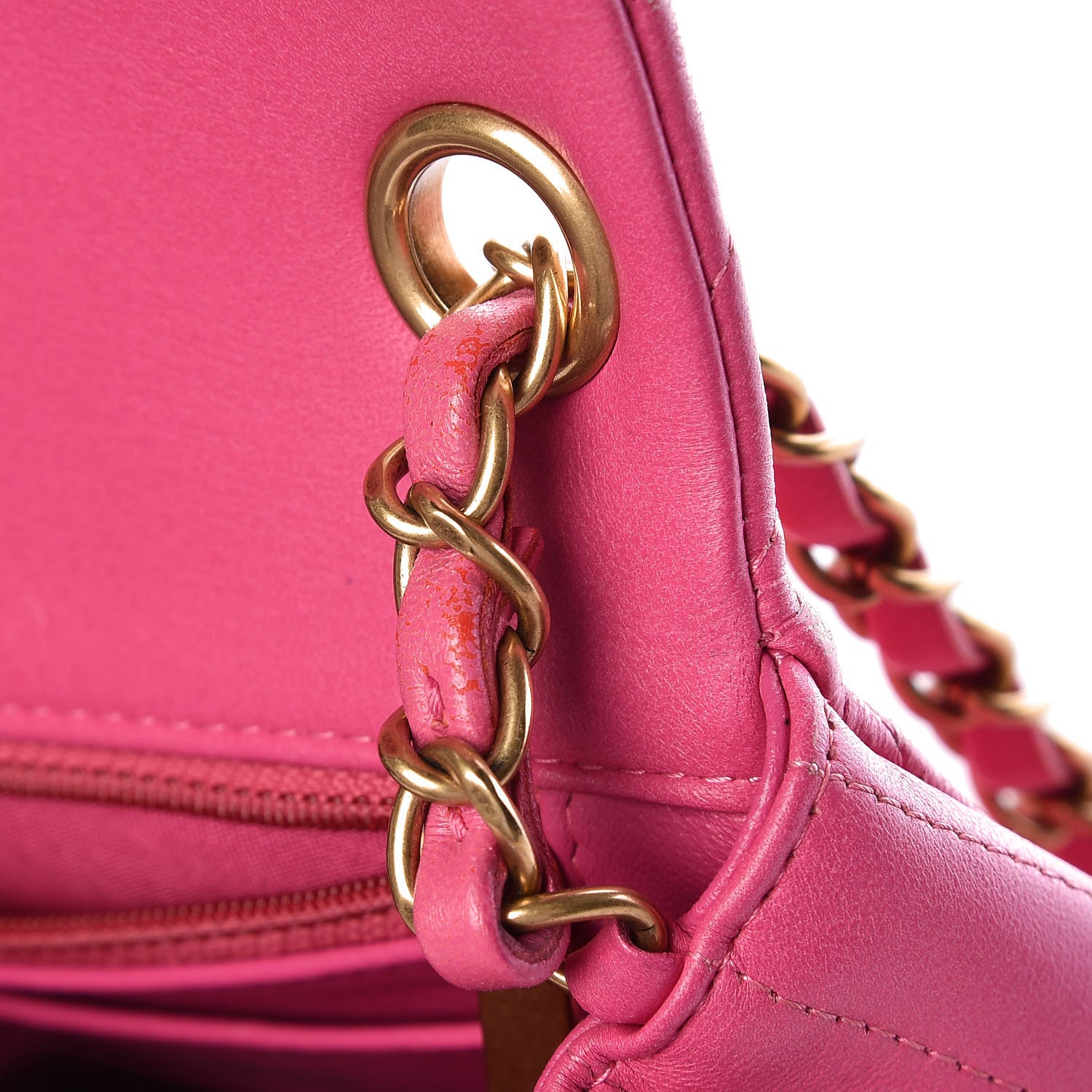 Chanel Lambskin Chevron Quilted Mini Square Flap Fuchsia 19 of 22