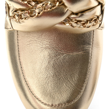 Chanel Metallic Lambskin Chain Braided Mules 40.5 Light Gold 14 of 16