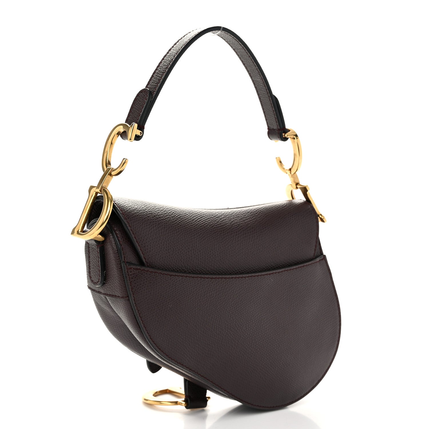 Christian Dior Grained Calfskin Mini Saddle Bag Plum 3 of 10