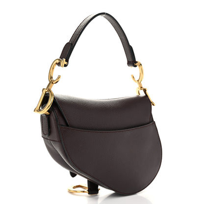 Christian Dior Grained Calfskin Mini Saddle Bag Plum 3 of 10