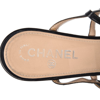 Chanel Glazed Calfskin CC Sandals 40 Black 9 of 12