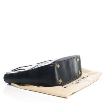 Burberry Leather Check Embossed Tote Black 4 of 9