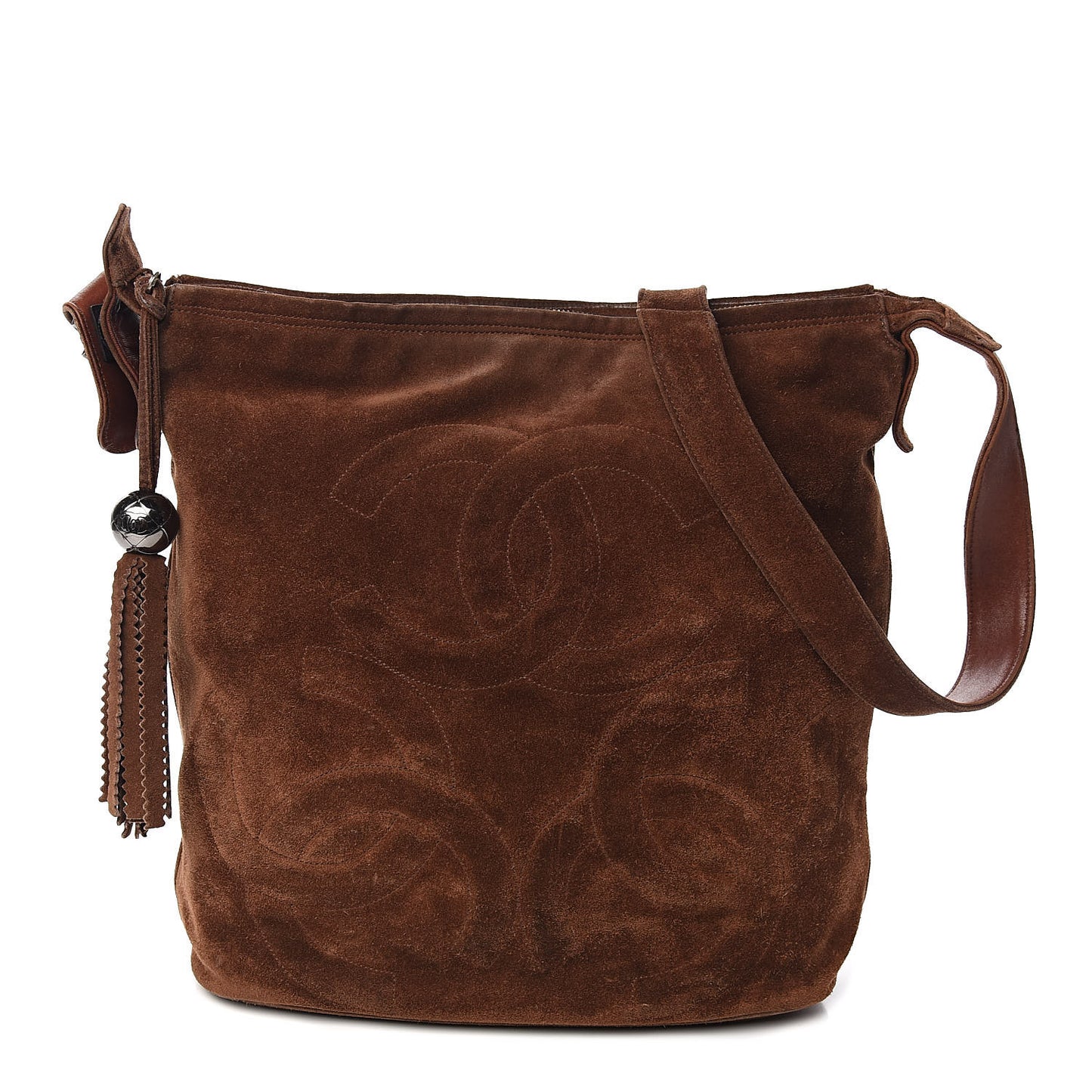 Suede CC Tassel Shoulder Bag Brown