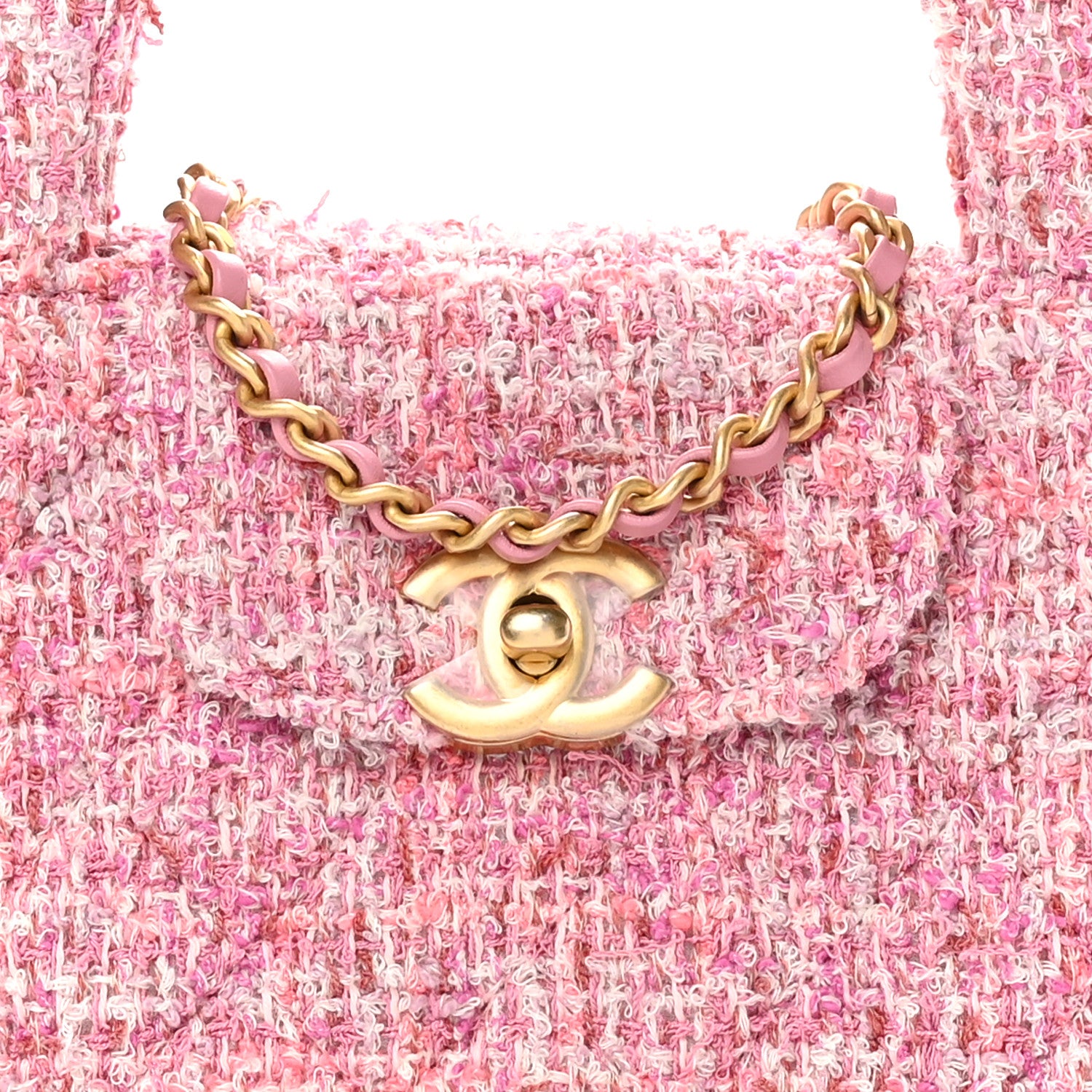 Chanel Tweed Quilted Nano Kelly Shopper Pink 8 of 10