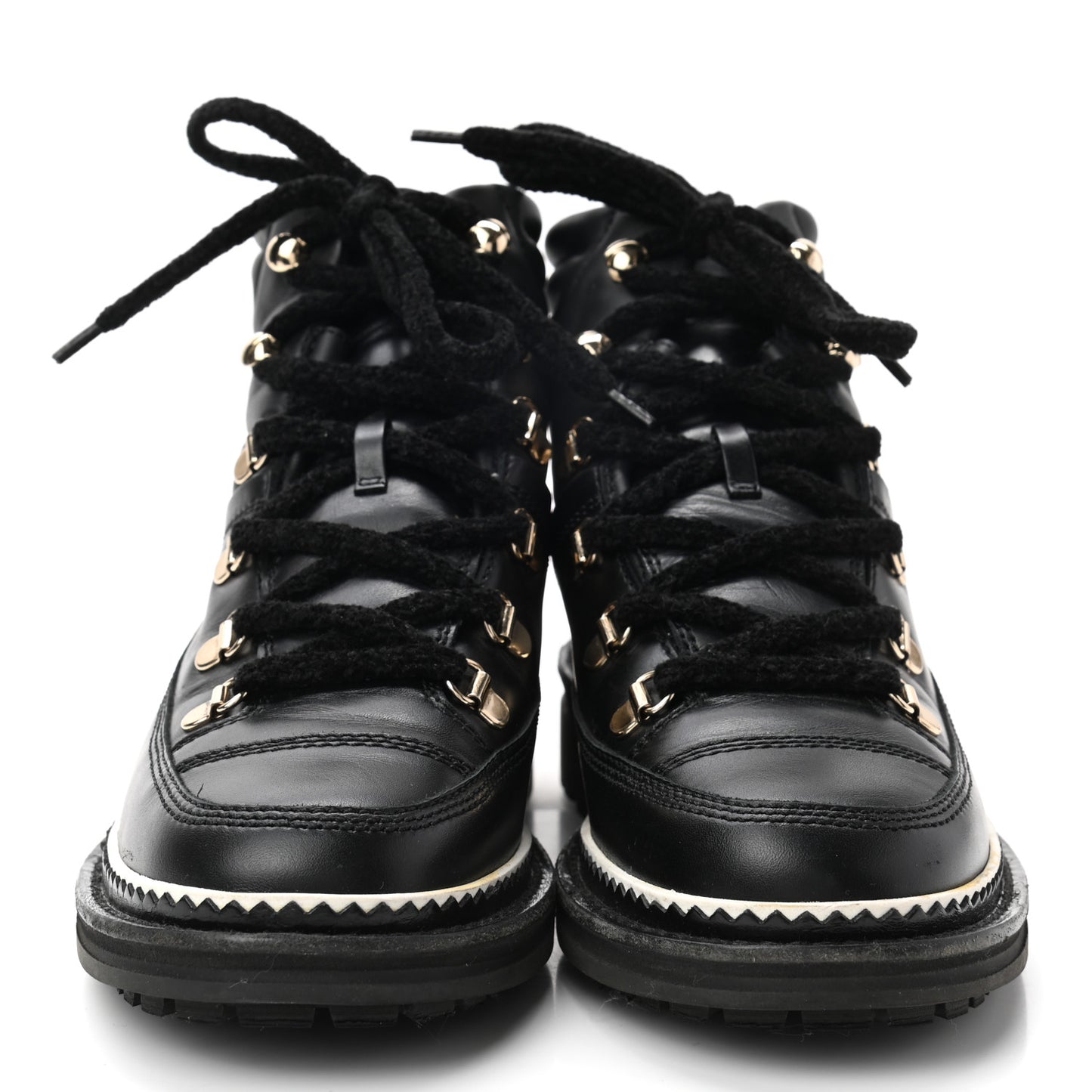 Calfskin Lambskin Lace Up Boots 38 Black