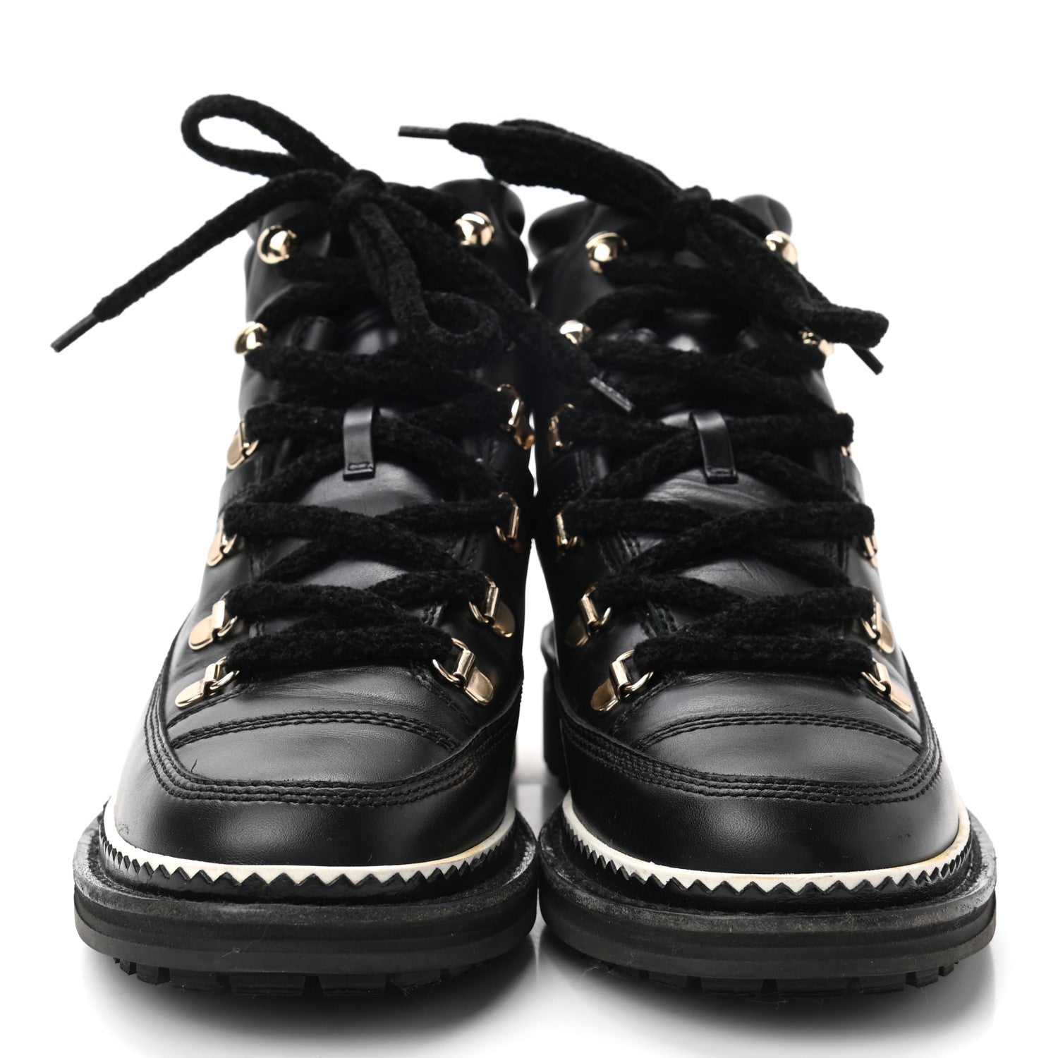 Chanel Calfskin Lambskin Lace Up Boots 38 Black 2 of 8