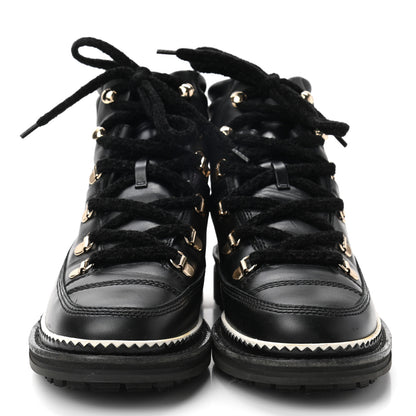 Chanel Calfskin Lambskin Lace Up Boots 38 Black 2 of 8