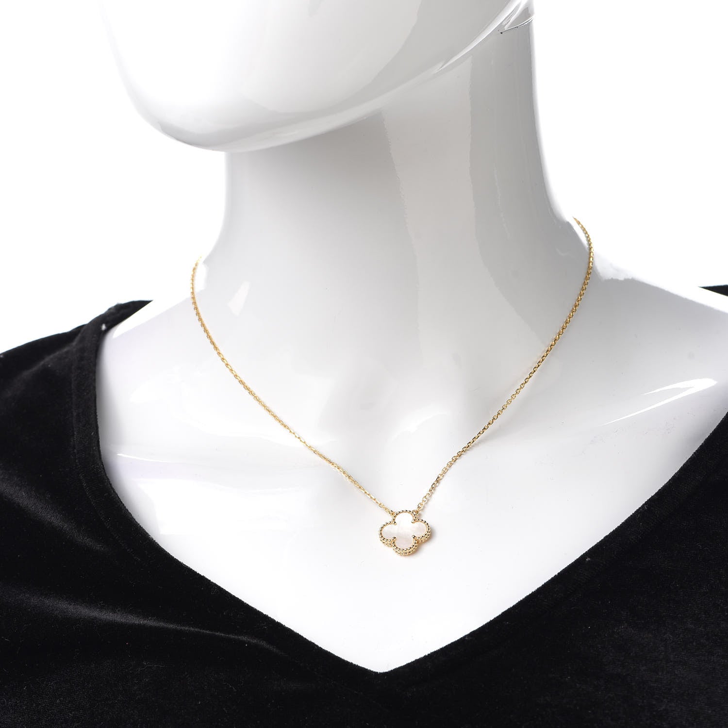 Van Cleef & Arpels 18K Yellow Gold Mother of Pearl Vintage Alhambra Pendant Necklace 2 of 7