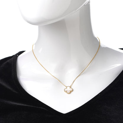 Van Cleef & Arpels 18K Yellow Gold Mother of Pearl Vintage Alhambra Pendant Necklace 2 of 7