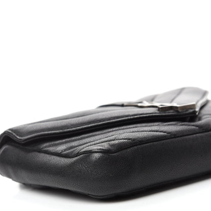 Saint Laurent Sheepskin Matelasse Chevron Monogram College Chain Wallet Black 6 of 9