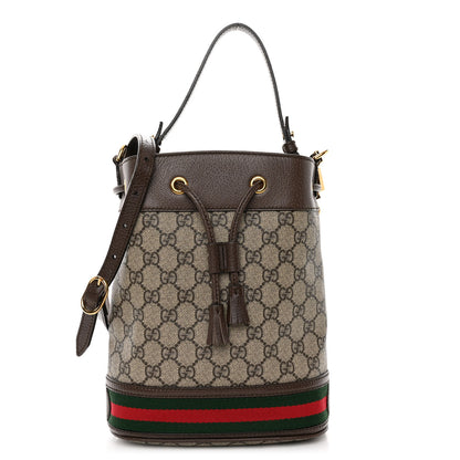 Gucci GG Supreme Monogram Web Small Ophidia Bucket Bag Brown 1 of 9