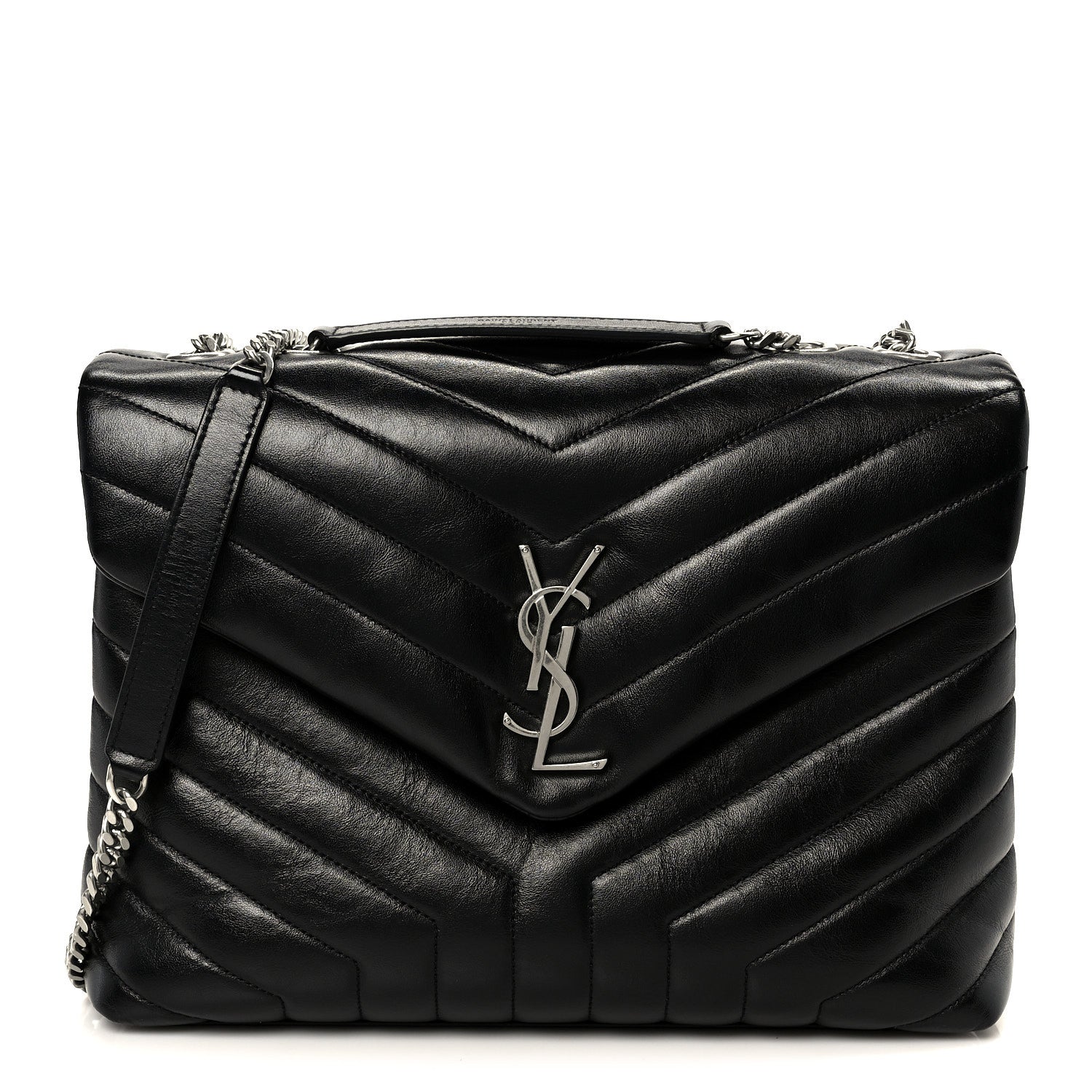 Saint Laurent Calfskin Y Quilted Monogram Medium Loulou Chain Satchel Black 1 of 11