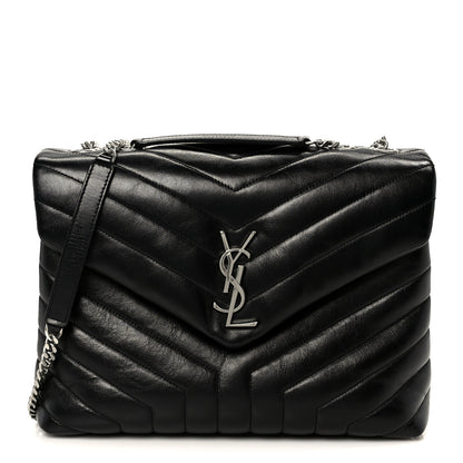 Saint Laurent Calfskin Y Quilted Monogram Medium Loulou Chain Satchel Black 1 of 11