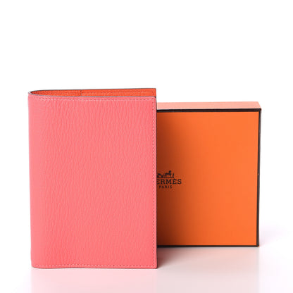 Hermes Chevre Mysore Bi-Color Globe Trotter Agenda Cover PM Rose Lipstick Orange Poppy 6 of 6