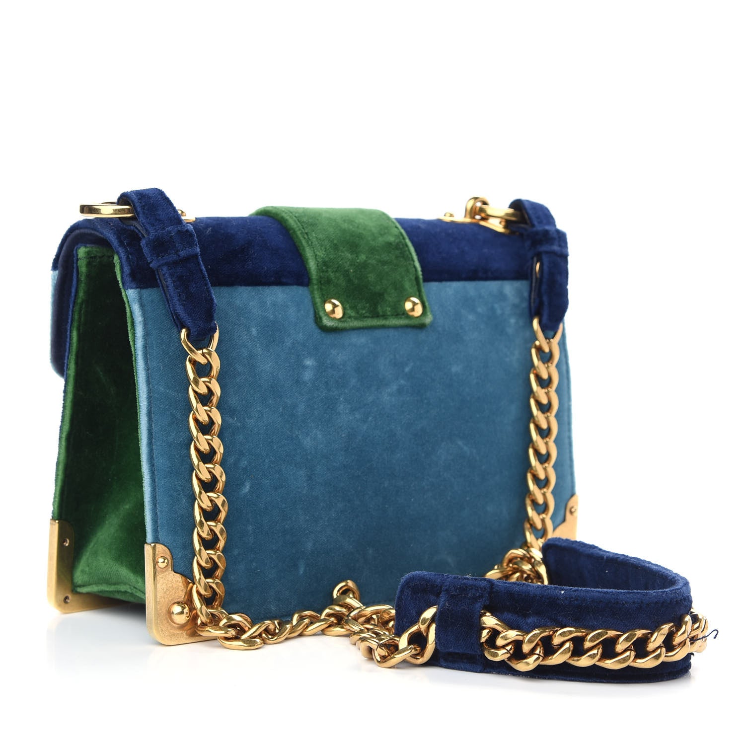 Prada Velluto Lions Head Cahier Shoulder Bag Azzurro 3 of 9
