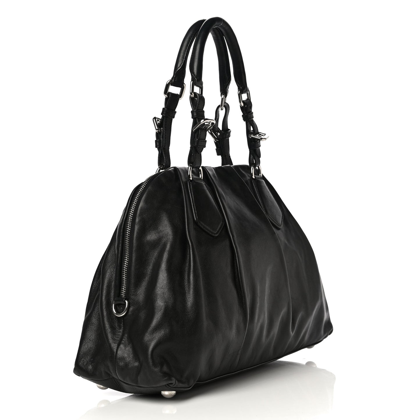 Soft Calf Pleated Tote Black