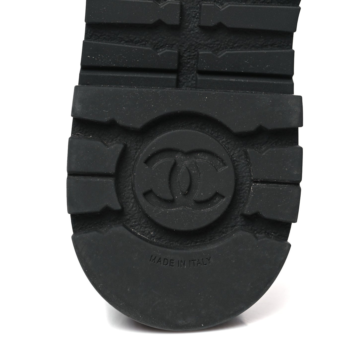 Calfskin CC Lace Up Combat Boots 39.5 Black