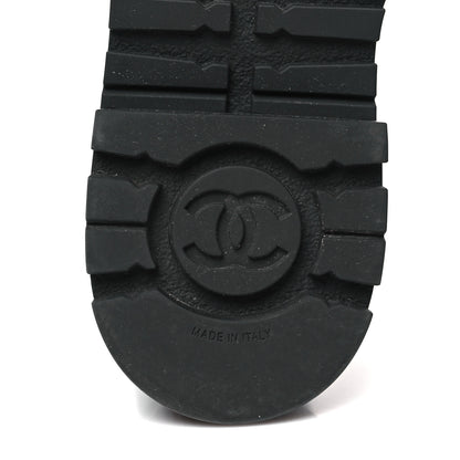 Chanel Calfskin CC Lace Up Combat Boots 39.5 Black 6 of 8