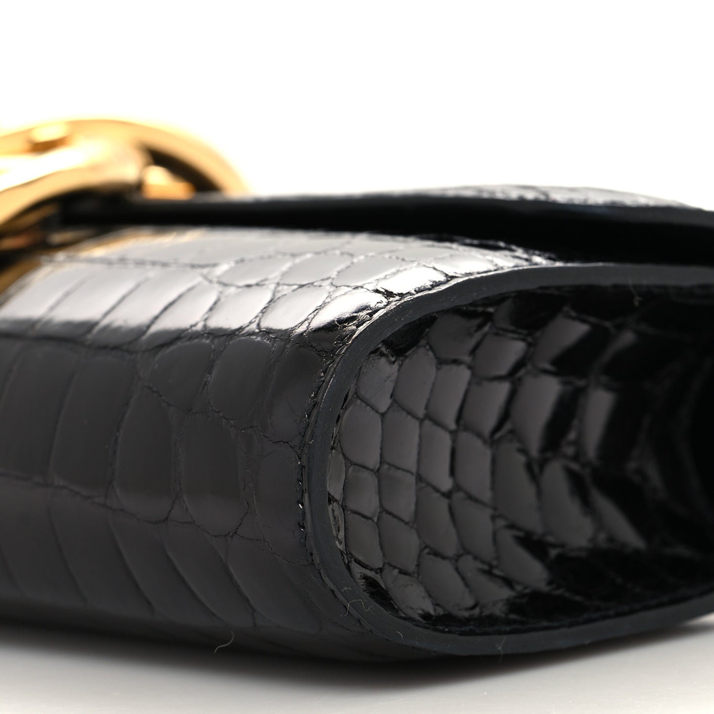 Shiny Niloticus Crocodile Egee Clutch Black