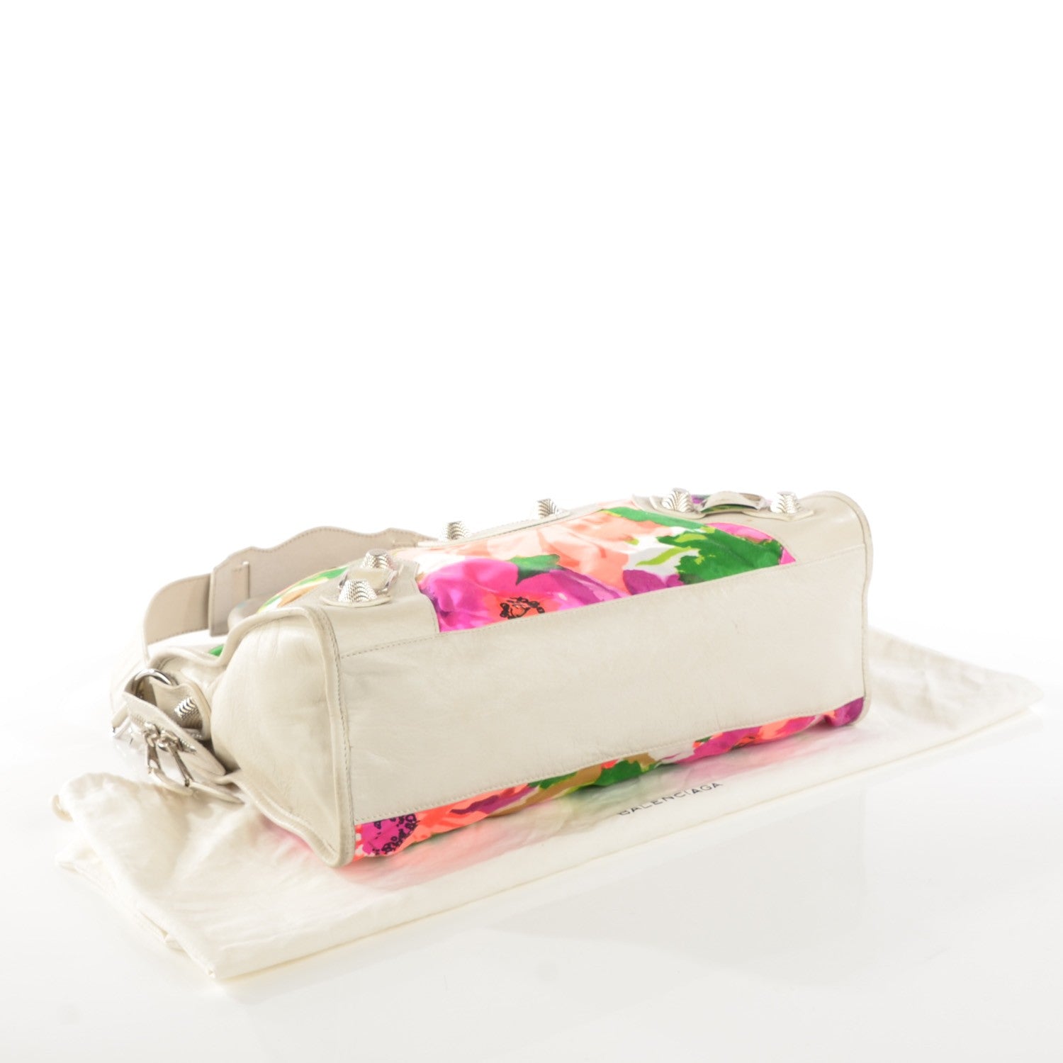 Balenciaga Agneau Canvas Floral Giant 21 Silver Hardware City White 4 of 7