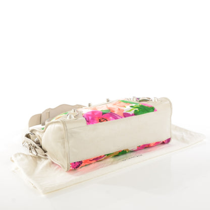 Balenciaga Agneau Canvas Floral Giant 21 Silver Hardware City White 4 of 7