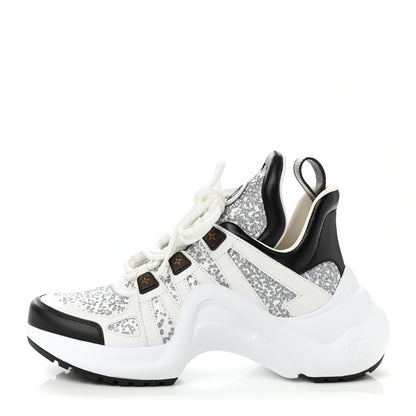 Louis Vuitton Calfskin Glitter LV Archlight Sneaker 37.5 White 2 of 9