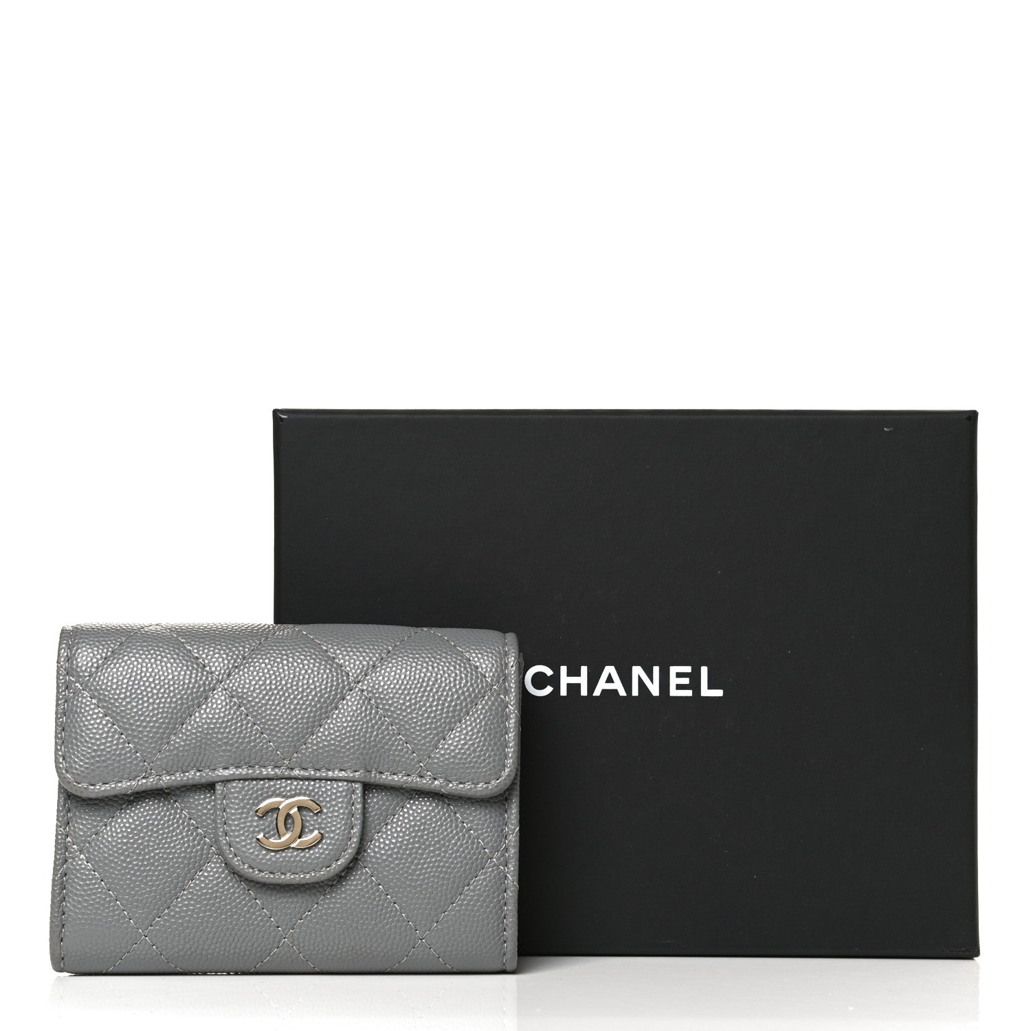 Chanel Caviar Quilted Flap Card Holder Wallet Dark Grey 10 of 10