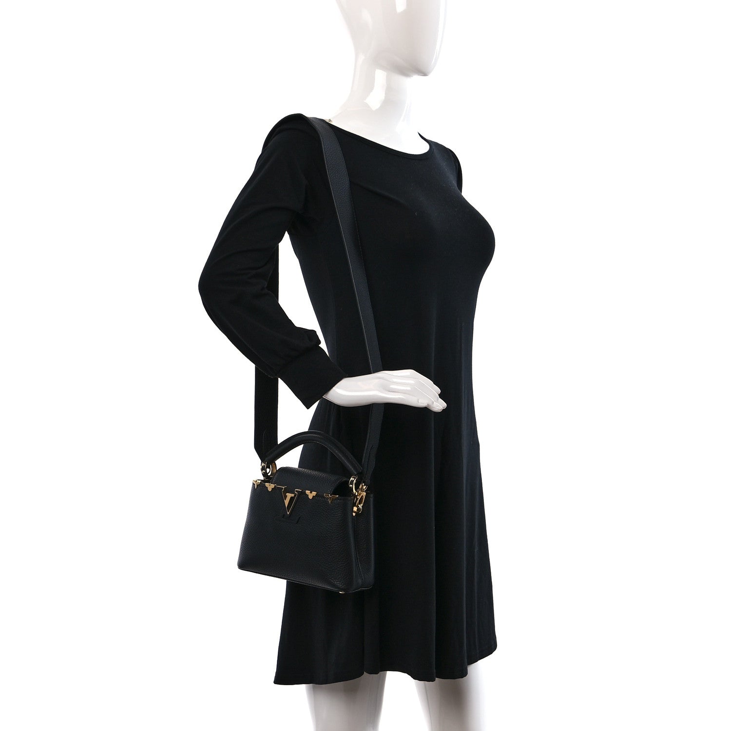 Louis Vuitton Taurillon Embellished Flower Crown Capucines Mini Black 3 of 8