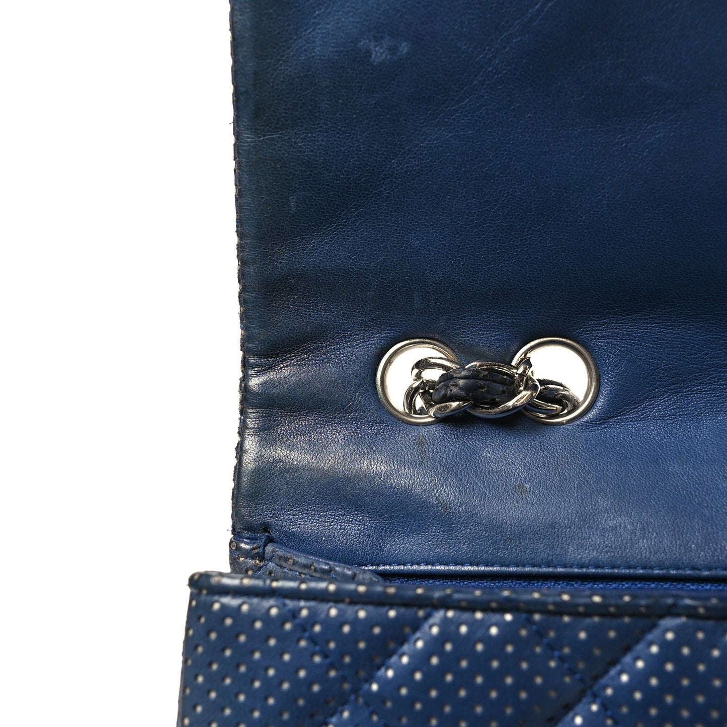 Lambskin Perforated Jumbo Single Flap Blue