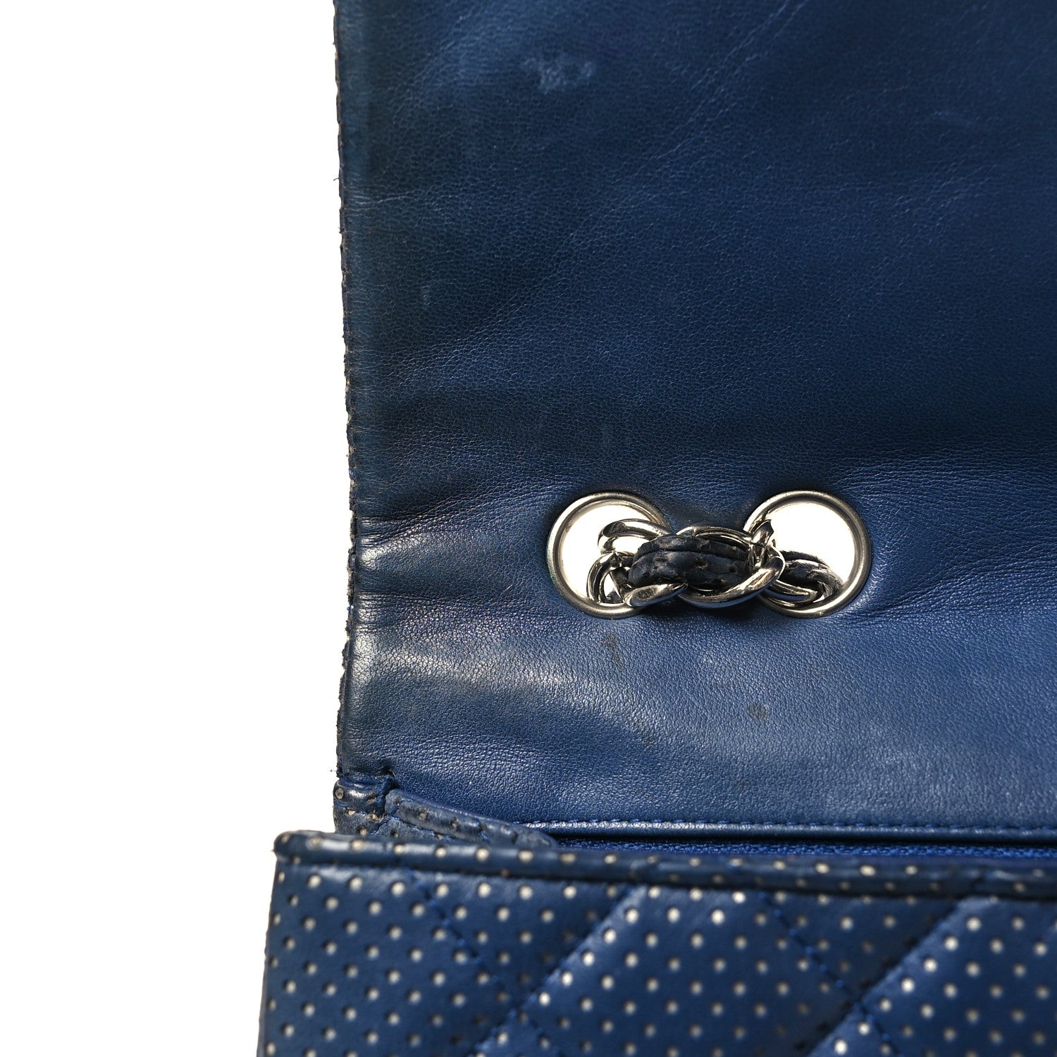 Chanel Lambskin Perforated Jumbo Single Flap Blue 15 of 19