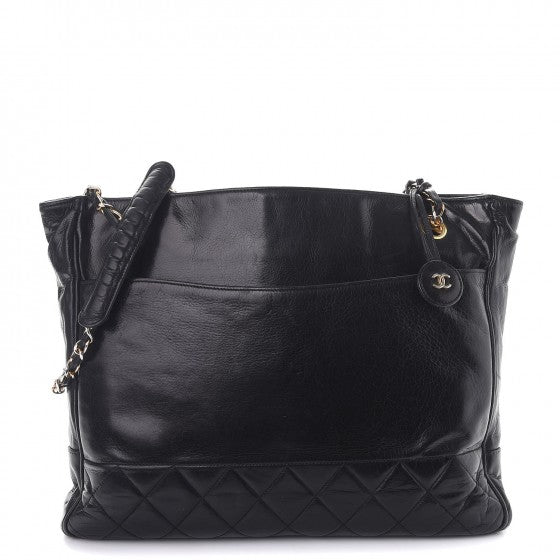 Lambskin Shopping Tote Black