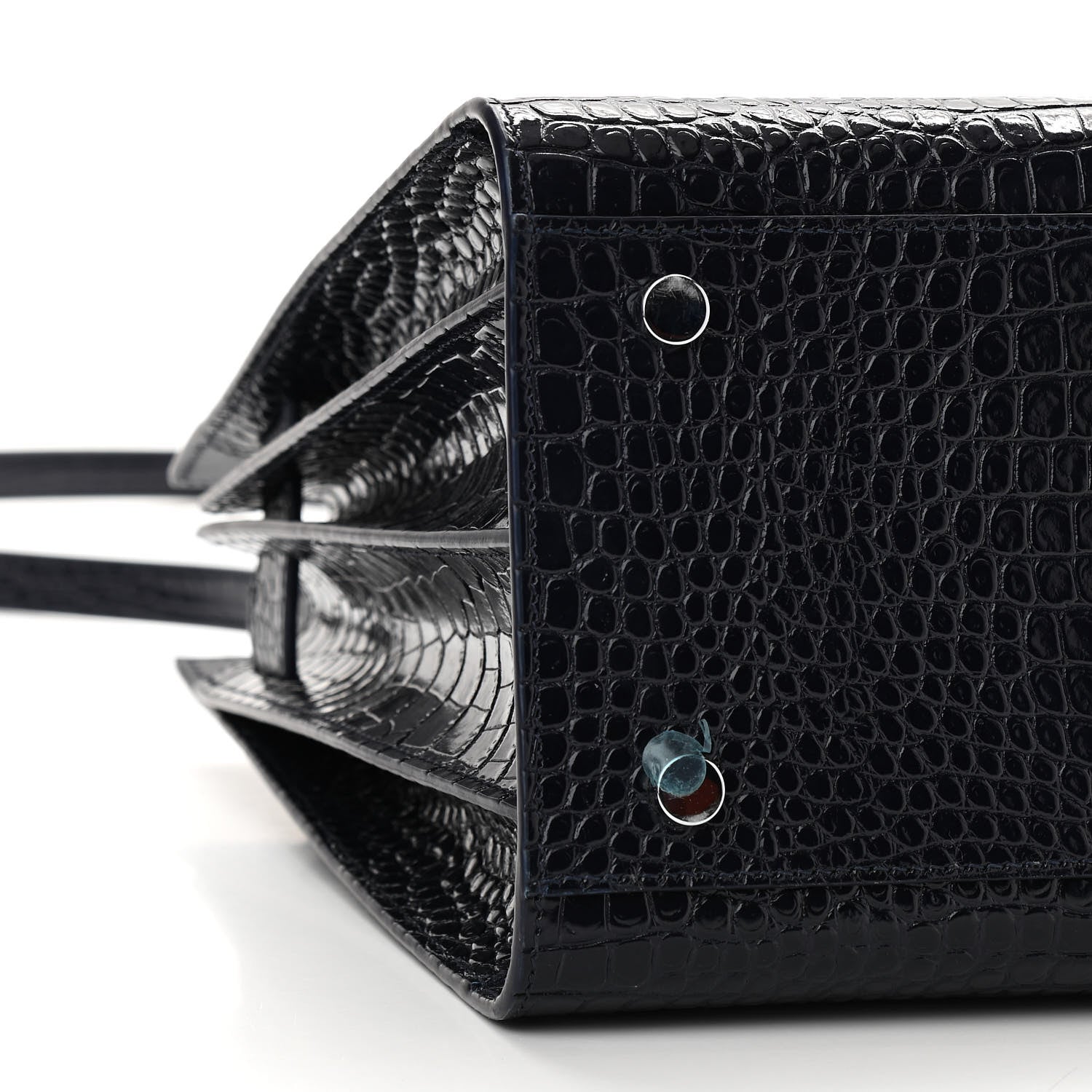 Saint Laurent Calfskin Crocodile Embossed Small Sac De Jour Dark Notte 8 of 9