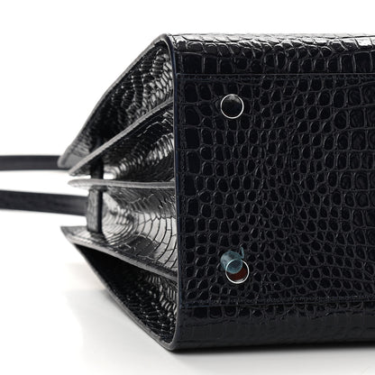 Saint Laurent Calfskin Crocodile Embossed Small Sac De Jour Dark Notte 8 of 9