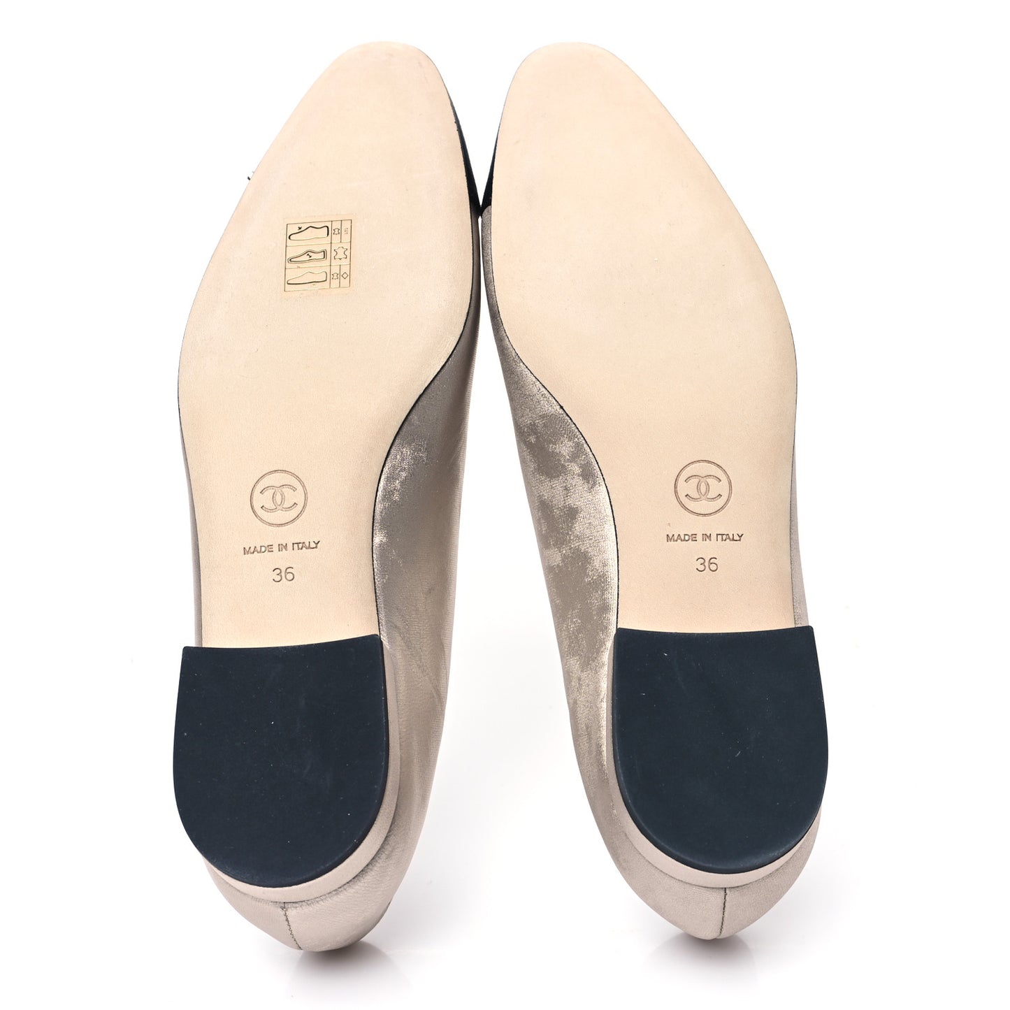 Laminated Lambskin Grosgrain Cap Toe CC Ballerina Flats 36 Copper Black