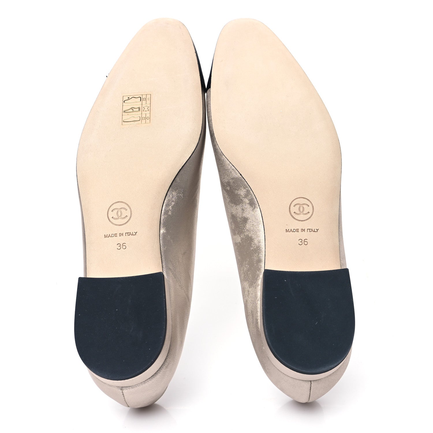 Chanel Laminated Lambskin Grosgrain Cap Toe CC Ballerina Flats 36 Copper Black 5 of 9
