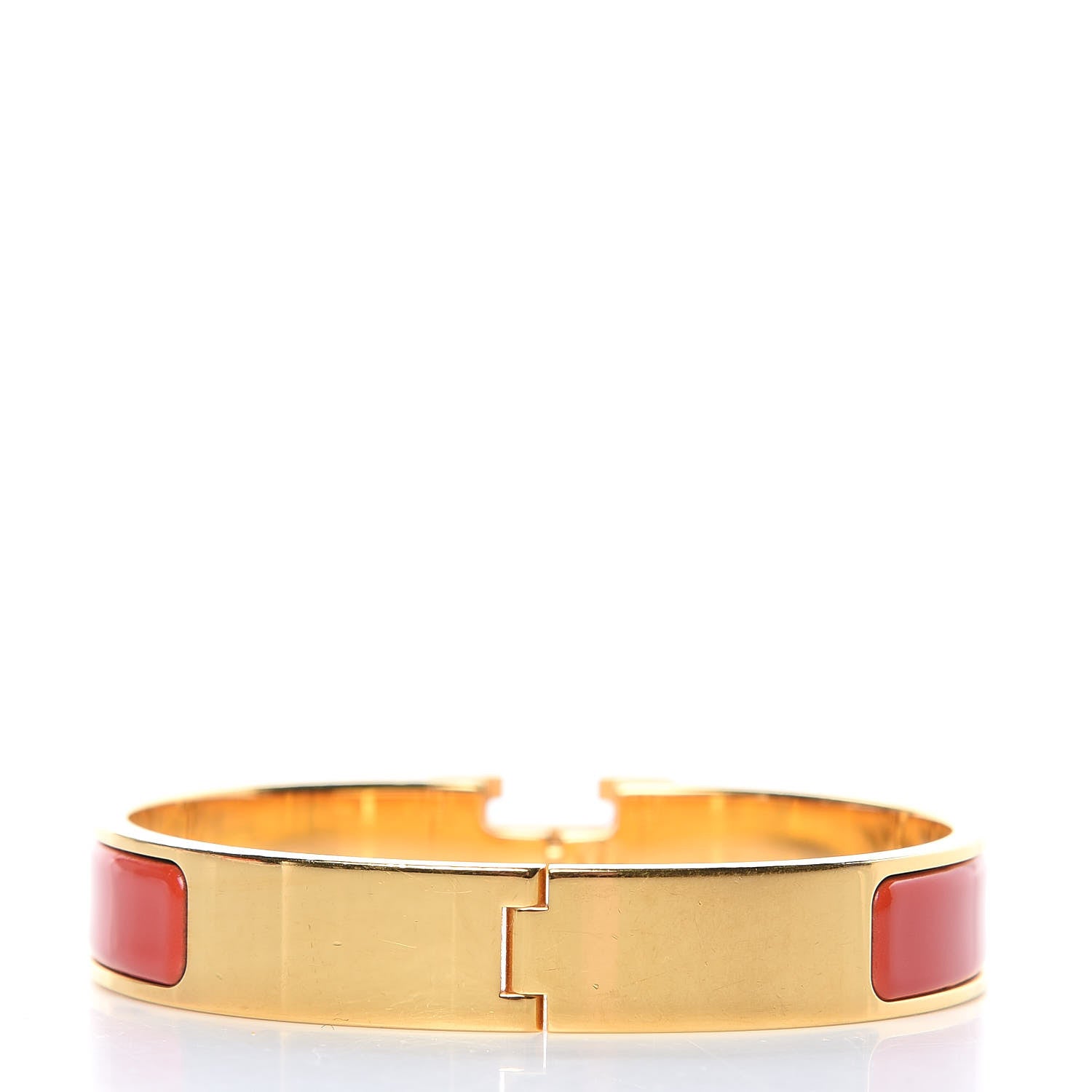 Hermes Enamel Narrow Clic Clac H Bracelet GM Rouge Corail 3 of 6