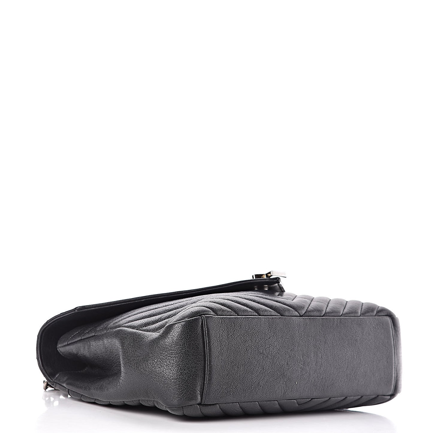 Sheepskin Matelasse Chevron Monogram Large College Satchel Black