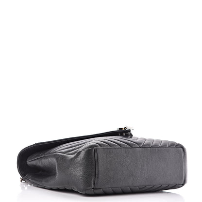 Saint Laurent Sheepskin Matelasse Chevron Monogram Large College Satchel Black 4 of 10