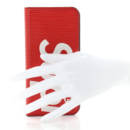 Louis Vuitton X SUPREME Epi iPhone 7 Plus Folio Case Red 2 of 8