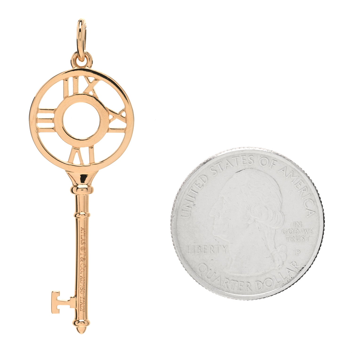 Tiffany 18K Rose Gold Diamond Atlas Key Pendant 2 of 3